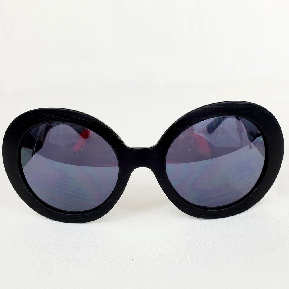 Retro Chic Black Oversized Round Shades Black Polarized Lens Sunglasses ES1106